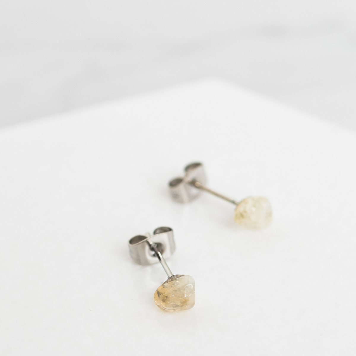 CITRINE Tiny Gemstone Stud Earrings