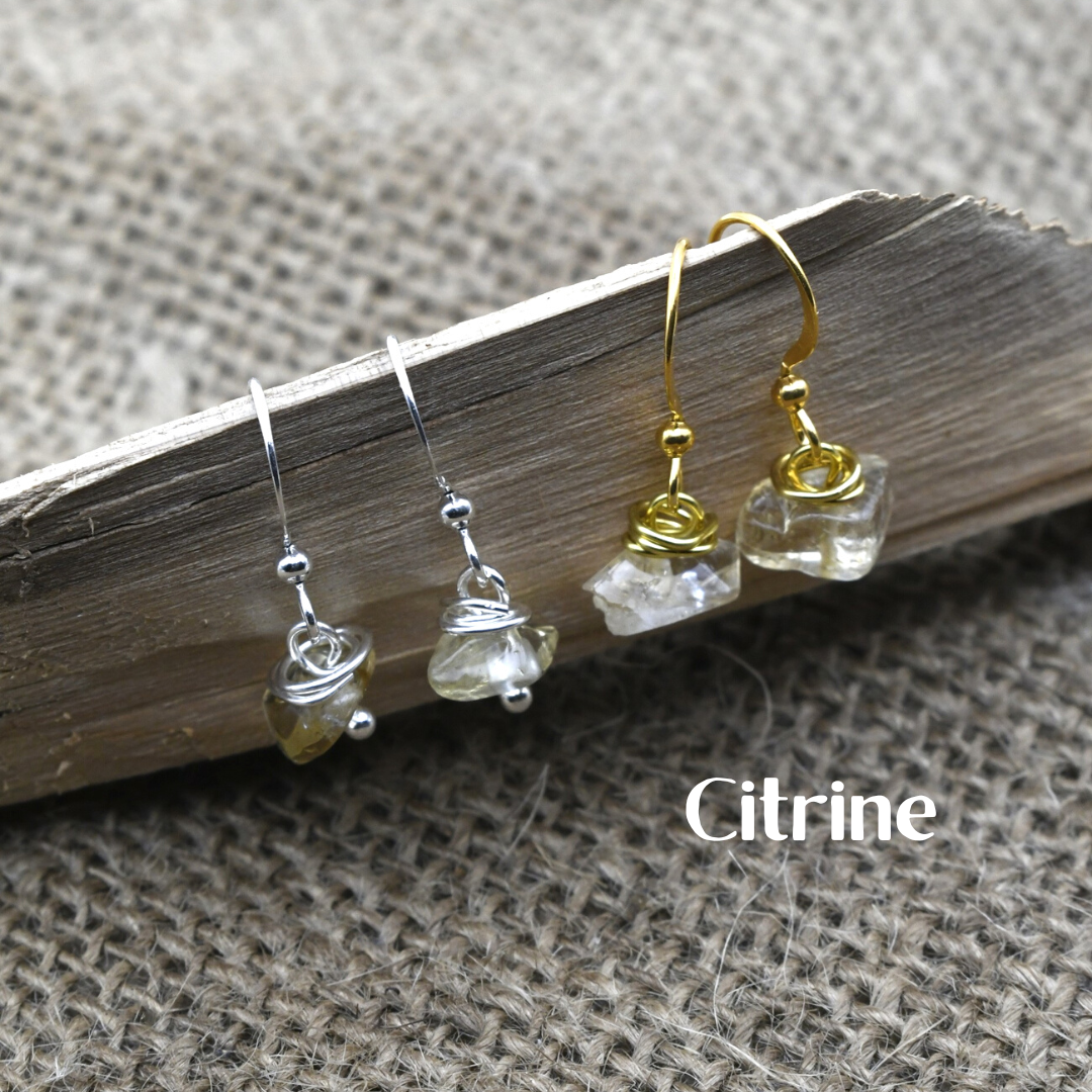 Gemstone Drop Minimal Earrings