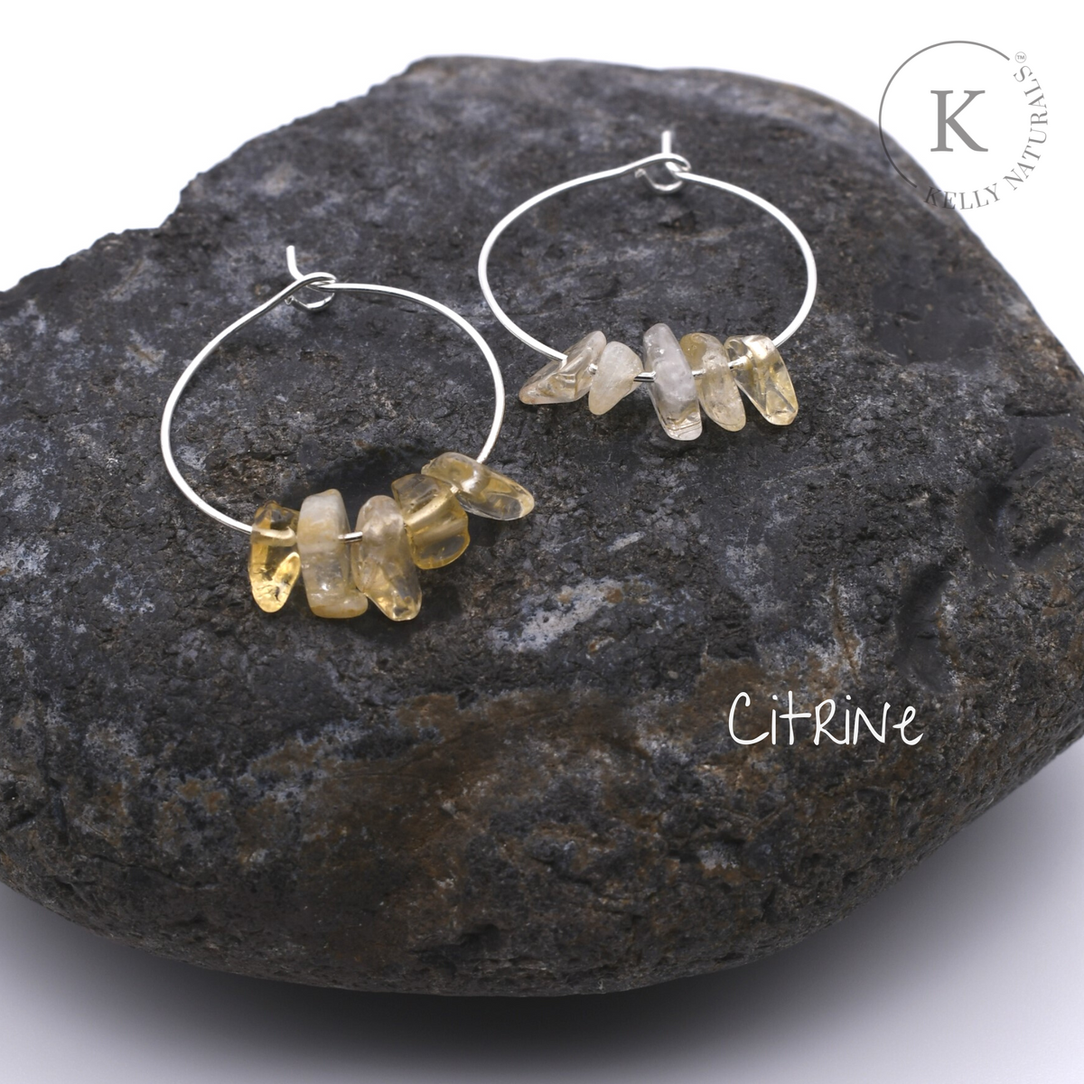 Gemstone Chip Hoop Earrings