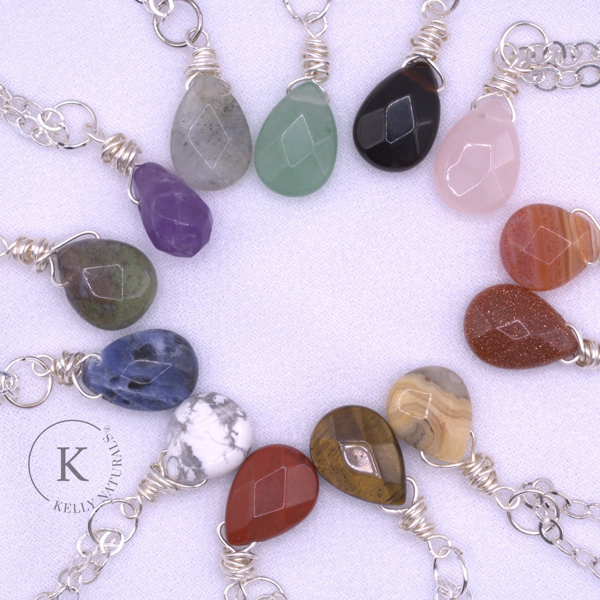 Faceted Gemstone Cable Chain Necklace