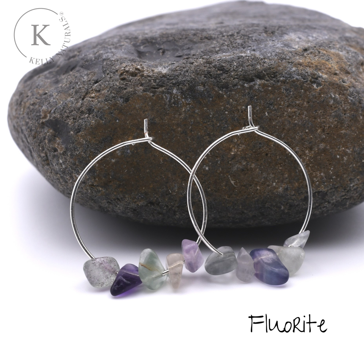 Gemstone Chip Hoop Earrings