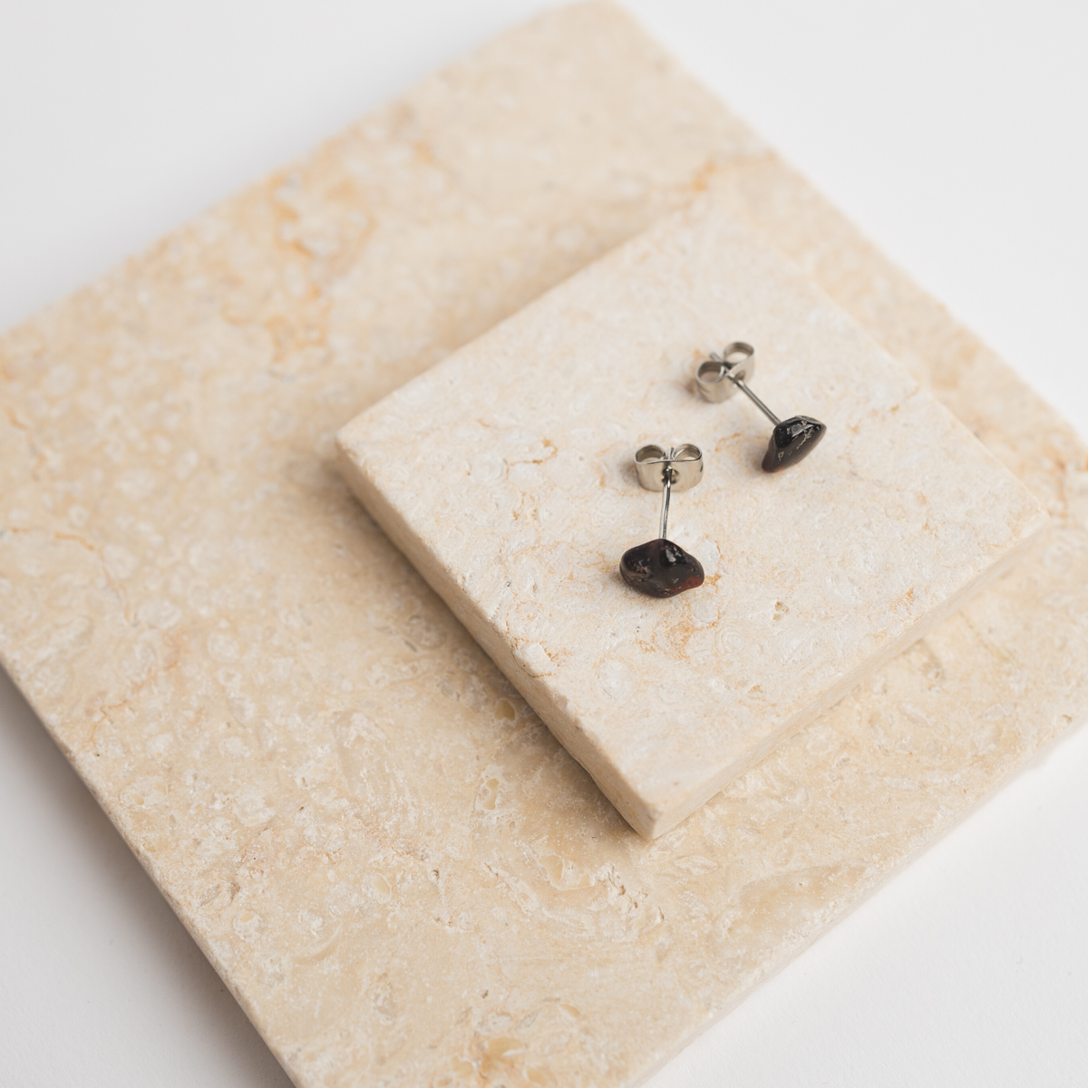 GARNET Tiny Gemstone Stud Earrings