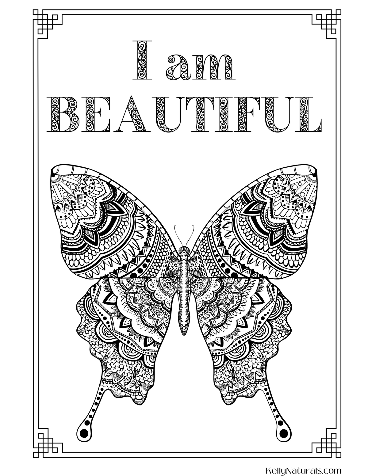 I Am Beautiful Coloring Page