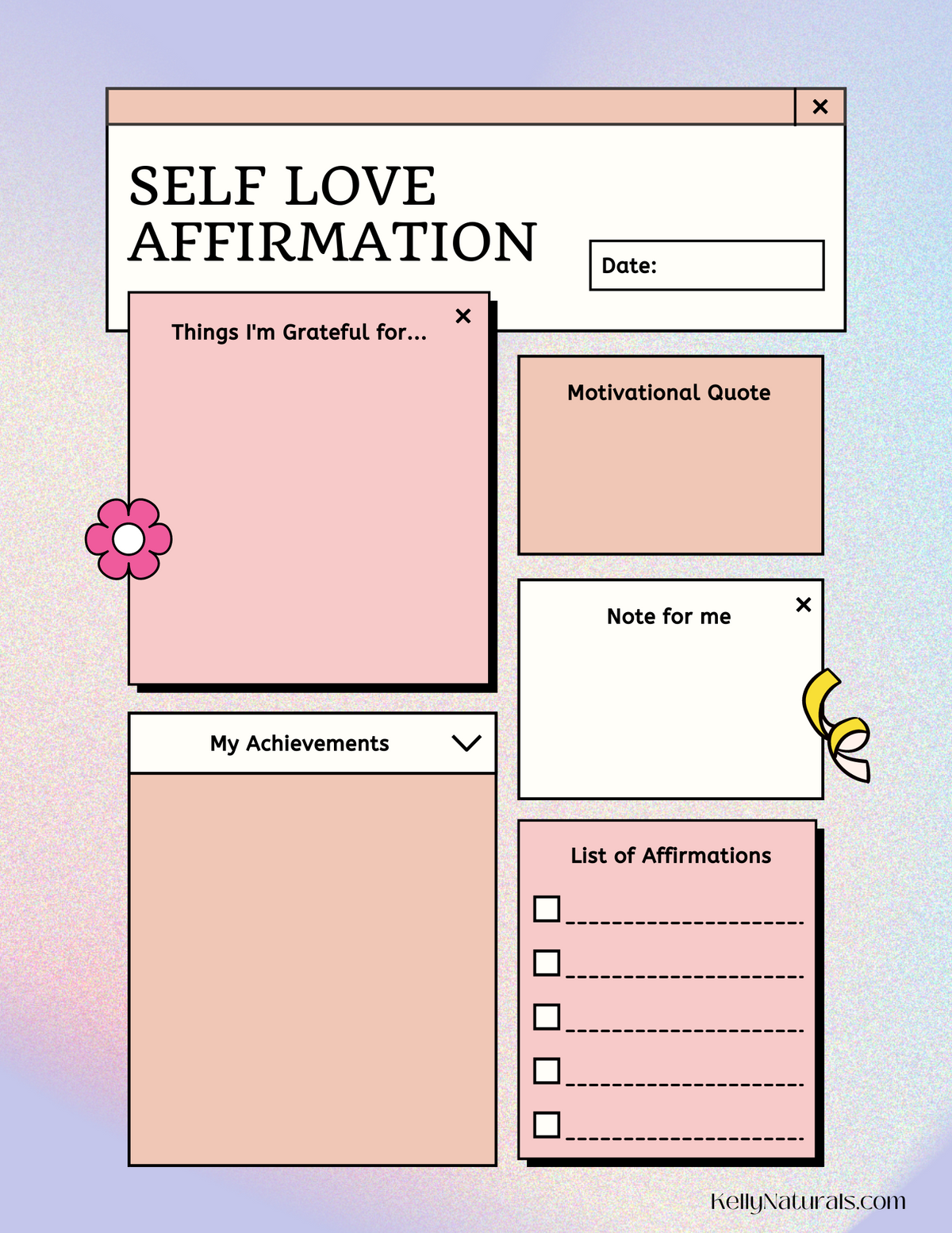 Self-Love Affirmation Page