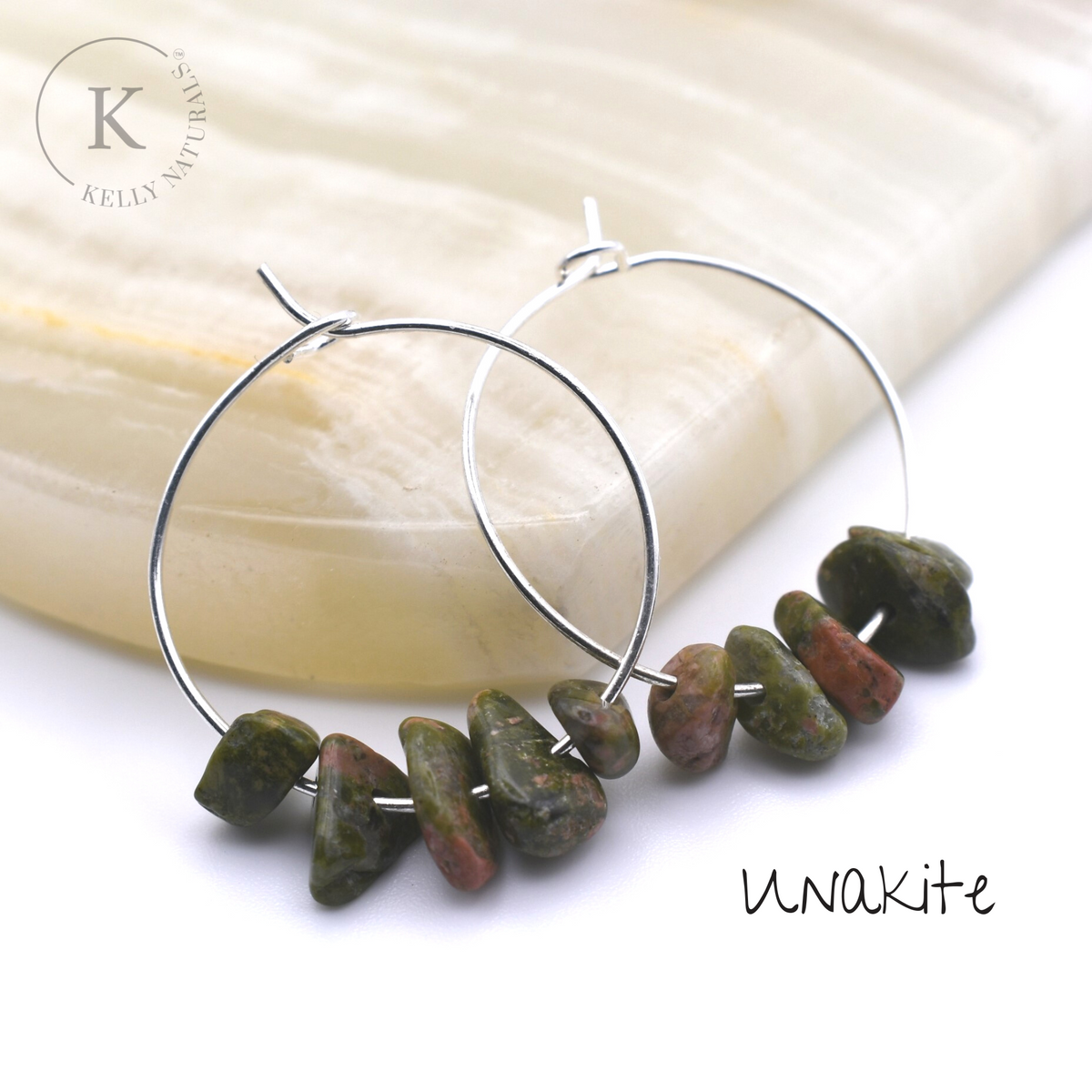 Natural Unakite Chips Braided Hoop Earrings for Jewelry Making - ChinaGoods