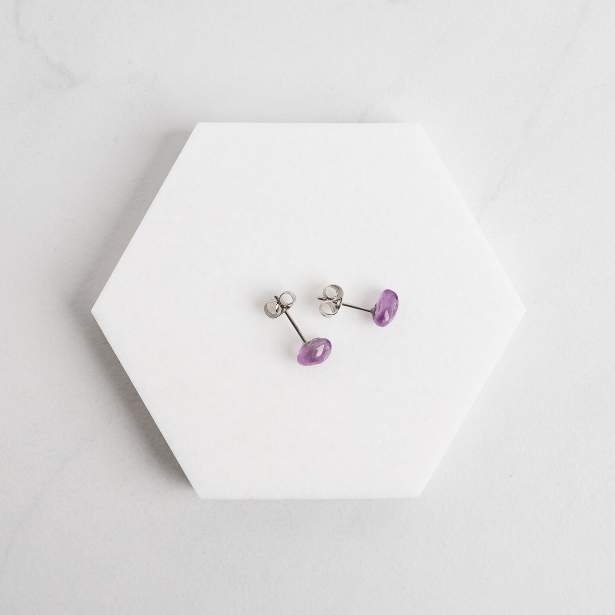 AMETHYST Tiny Gemstone Stud Earrings